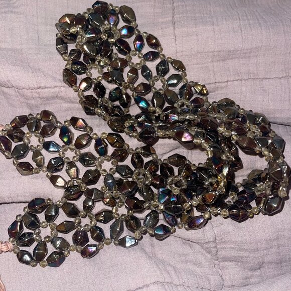 Womens Iridescent Multicolor Glass Beaded Decorative Bohemian Belt One Size - Picture 6 of 15